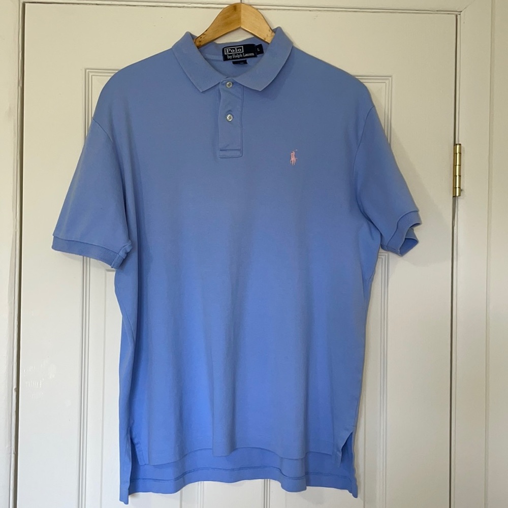 Polo by Ralph Lauren L blue polo with pink logo